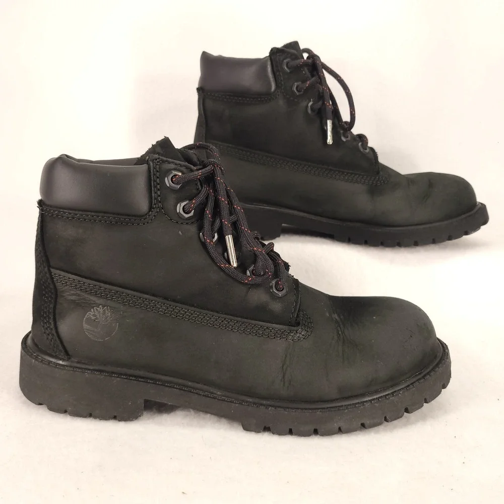 Timberland Boots Youth 3M 6-Inch Waterproof Black Leather Lace Up Insulated